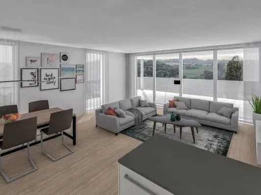 Fotorealistische 3D-Visualisierung eines Wohnzimmers – 3inDesign Schaffhausen